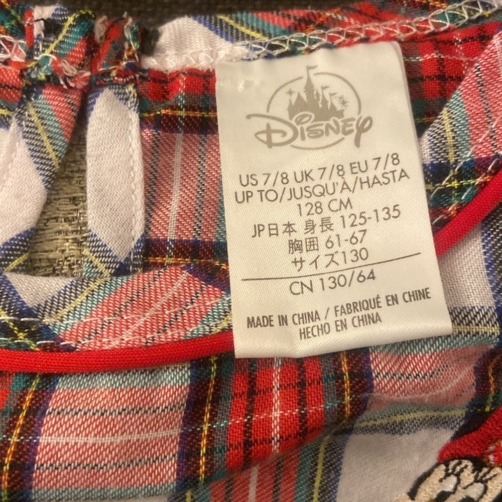 🎄 Disney store Minnie Mouse holiday plaid nightshirt size 7/8 GUC! - Picture 4 of 8